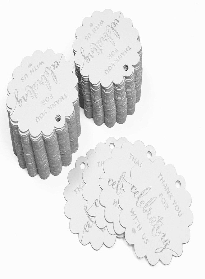 Inkdotpot مجموعة من 100 بطاقة ورقية من رقائق الفضة الحقيقية من إنكدوتبوت، شكرًا لكم على الاحتفال معنا، مناسبة لحفلات توديع العزوبية، وحفلات استقبال المولود، وحفلات التقاعد، وحفلات الزفاف، وأعياد الميلاد. - Image 3